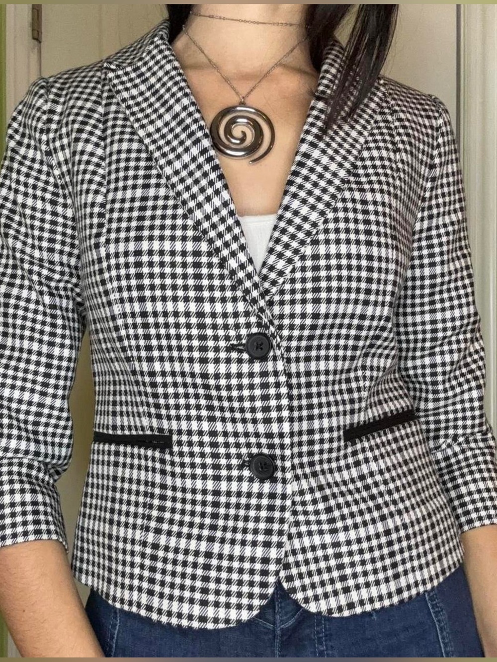 Express Black and White Houndstooth Blazer Size 2